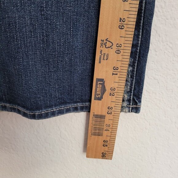 7 For All Mankind Sz 30 Distressed Bootcut Jeans Low Mid Rise Dark Wash Casual - Picture 5 of 5